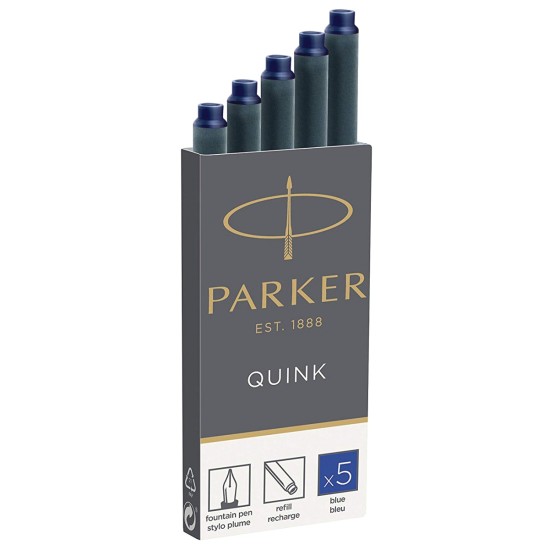Картриджи стандартные с синими чернилами для перьевых ручек Parker, Cartridge Quink Z11